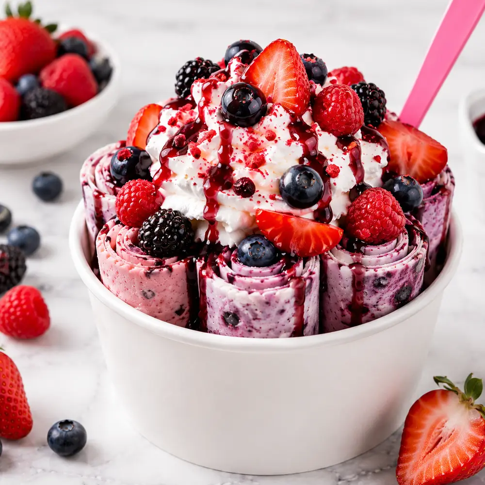 Viral Vanilla rolled ice cream, creamy base